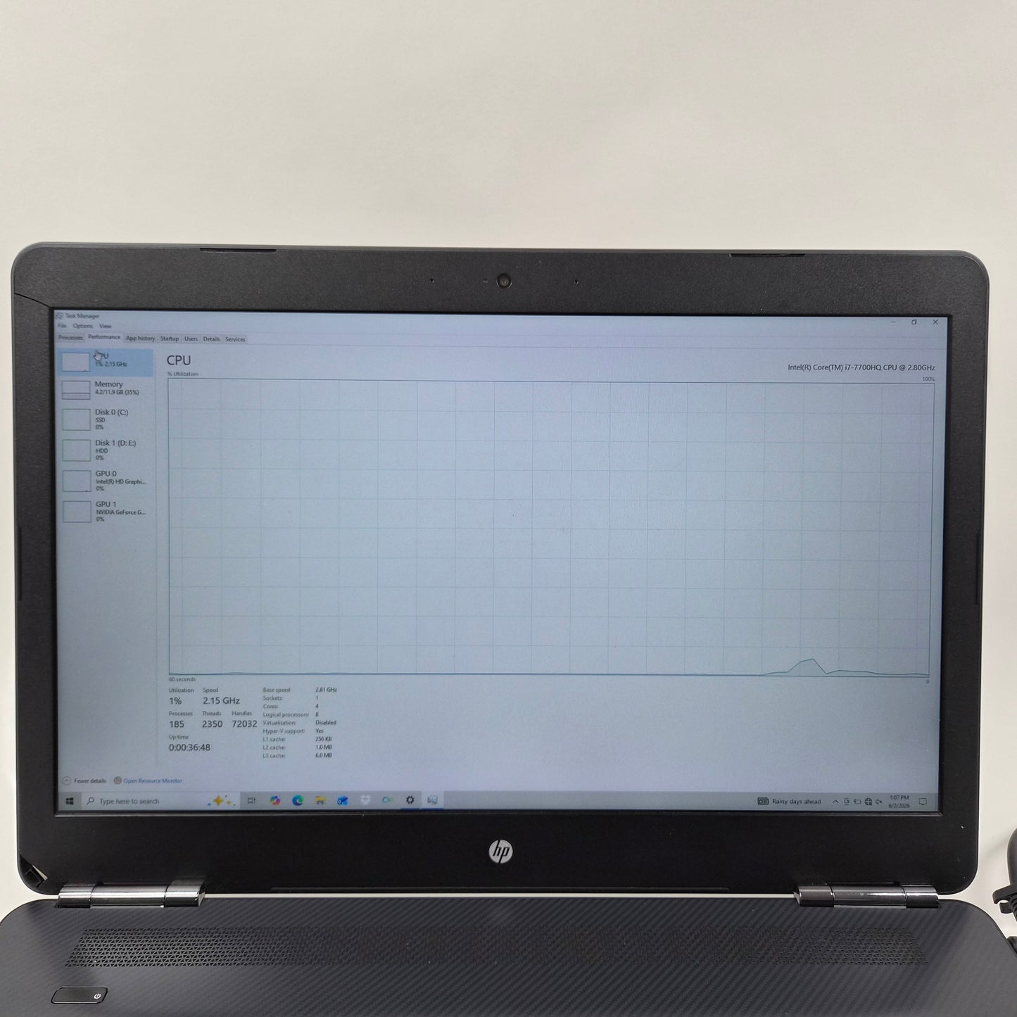 Broken HP Omen 7265NGW 17-W253DX 17.3" i7-7700HQ 2.8GHz Bad Battery